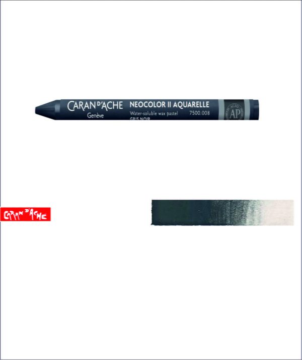 008 Greyish Black Neocolor II Caran d Ache vokspastel vokskridt akvarelkridt hobbyforretning krealaden